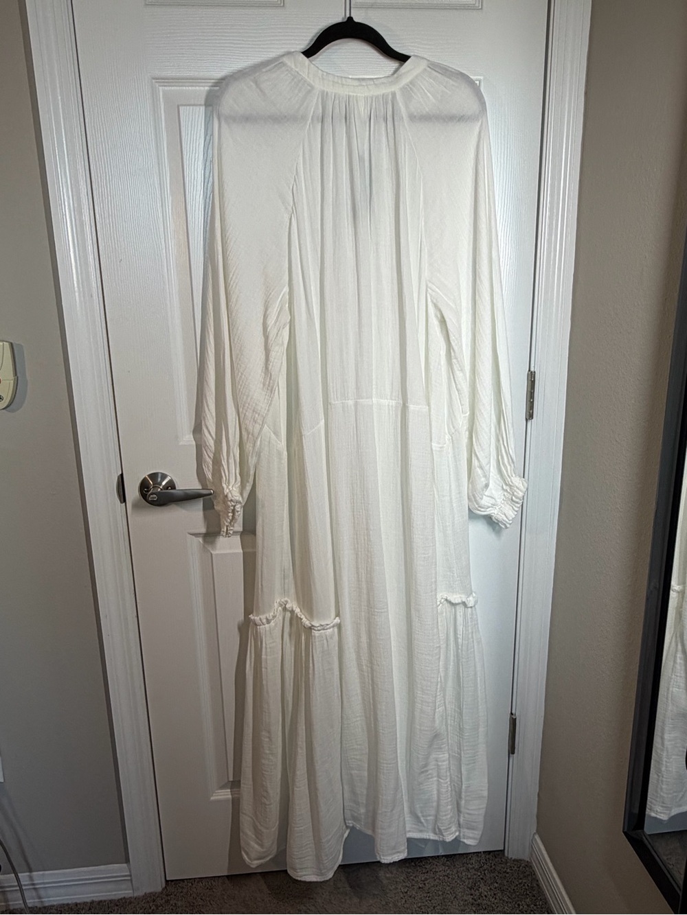NWT! H&M White Maxi Peasant Dress with Tie Neck - Picture 6 of 14